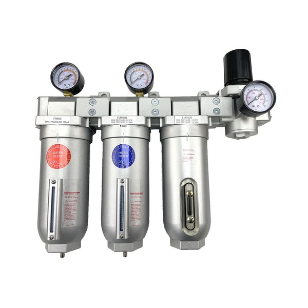 All Tool Depot 1" NPT SUPER DUTY 4 Stages Filter Regulator Coalescing Desiccant Dryer System (MANUAL DRAIN) FFLMR968N